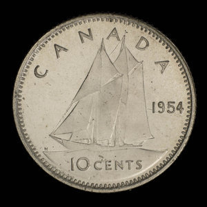 Canada, Elizabeth II, 10 cents : 1954