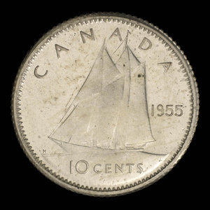 Canada, Elizabeth II, 10 cents : 1955