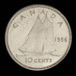 Canada, Elizabeth II, 10 cents : 1956