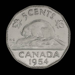 Canada, Elizabeth II, 5 cents : 1954
