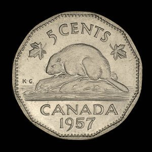 Canada, Elizabeth II, 5 cents : 1957
