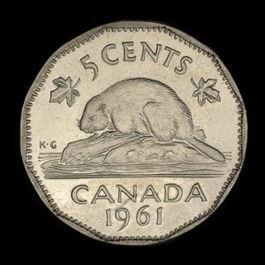 Canada, Elizabeth II, 5 cents : 1961