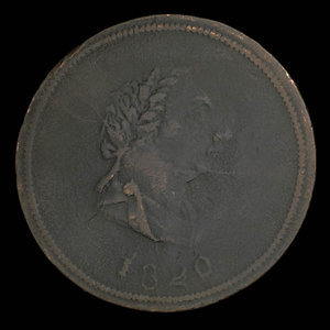 Canada, unknown, 1/2 penny : 1820