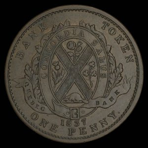 Canada, Quebec Bank, 1 penny : 1837