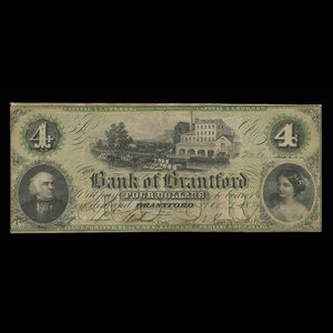 Canada, Bank of Brantford, 4 dollars : November 1, 1859