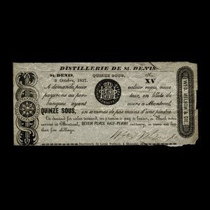 Canada, Wfd. Nelson & Co., 15 sous : October 9, 1837