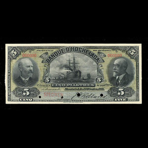 Canada, Banque d'Hochelaga, 5 piastres : February 23, 1911