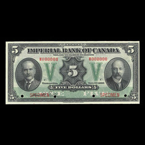 Canada, Imperial Bank of Canada, 5 dollars : November 1, 1923