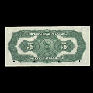 Canada, Imperial Bank of Canada, 5 dollars : November 1, 1923