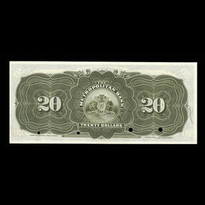 Canada, Metropolitan Bank (The), 20 dollars : November 5, 1902