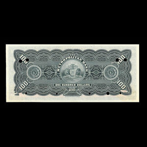 Canada, Metropolitan Bank (The), 100 dollars : November 5, 1902