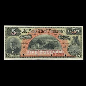 Canada, Bank of New Brunswick, 5 dollars : January 2, 1904
