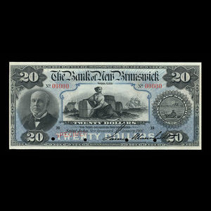 Canada, Bank of New Brunswick, 20 dollars : January 2, 1906
