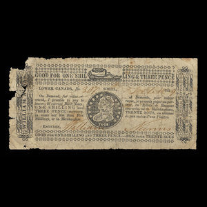 Canada, William Nunns, 1 shilling, 3 pence : February 12, 1839