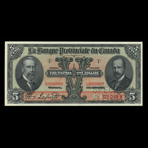Canada, Provincial Bank of Canada, 5 dollars : January 2, 1913