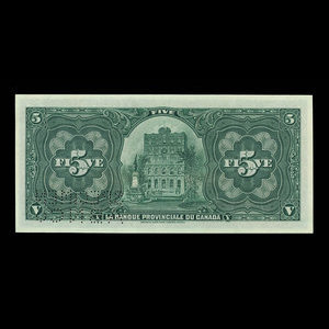 Canada, Provincial Bank of Canada, 5 dollars : January 2, 1913