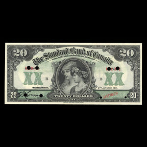 Canada, Standard Bank of Canada, 20 dollars : January 2, 1914