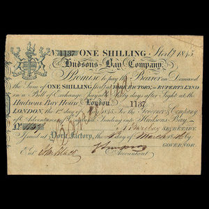 Canada, Hudson's Bay Company, 1 shilling : 1845