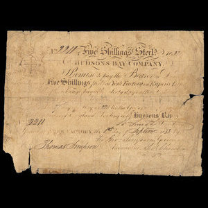Canada, Hudson's Bay Company, 5 shillings : 1832