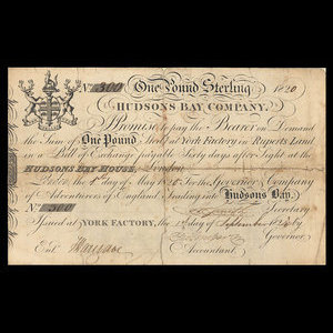 Canada, Hudson's Bay Company, 1 pound : 1820