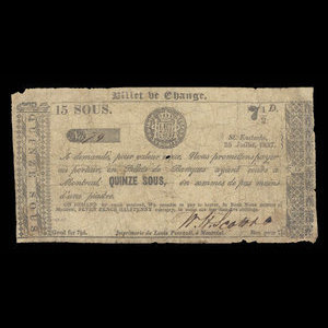 Canada, W.H. Scott & Co., 15 sous : July 25, 1837