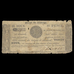 Canada, W.H. Scott & Co., 20 sous : July 25, 1837