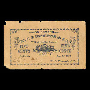 Canada, W.C. Edwards & Co. Ltd., 5 cents : December 1, 1884