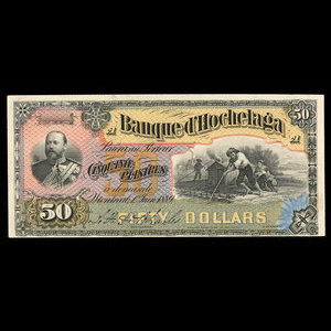 Canada, Banque d'Hochelaga, 50 piastres : June 1, 1889