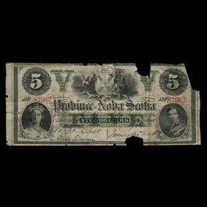 Canada, Province of Nova Scotia, 5 dollars : October 1, 1866