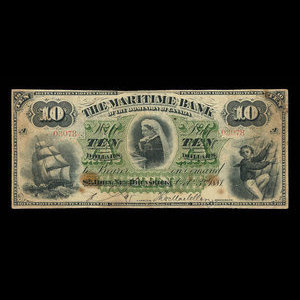 Canada, Maritime Bank of the Dominion of Canada, 10 dollars : October 3, 1881