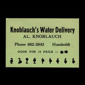 Canada, Knoblauch's Water Delivery, 13 pails, water : 1935