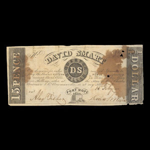 Canada, David Smart, 15 pence : July 15, 1839