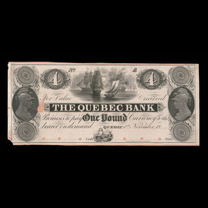 Canada, Quebec Bank, 4 dollars : October 20, 1818
