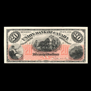 Canada, Union Bank of Canada (The), 20 dollars : August 2, 1886