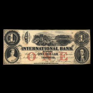 Canada, International Bank of Canada, 1 dollar : September 15, 1858