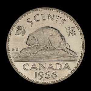 Canada, Elizabeth II, 5 cents : 1966
