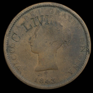 Canada, Province of New Brunswick, 1 penny : 1843