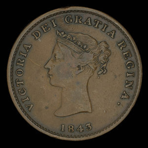 Canada, Province of New Brunswick, 1/2 penny : 1843