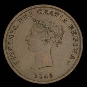 Canada, Province of New Brunswick, 1/2 penny : 1843