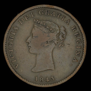 Canada, Province of New Brunswick, 1/2 penny : 1843