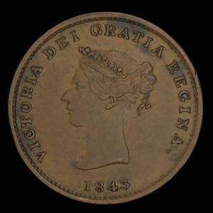 Canada, Province of New Brunswick, 1/2 penny : 1843