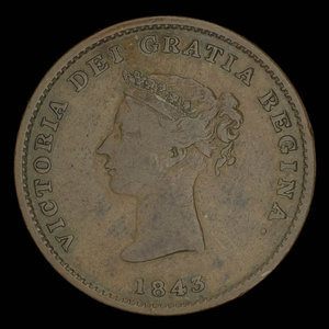 Canada, Province of New Brunswick, 1/2 penny : 1843