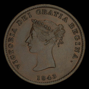 Canada, Province of New Brunswick, 1/2 penny : 1843