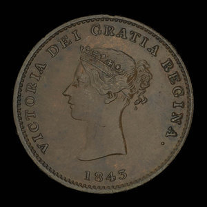 Canada, Province of New Brunswick, 1/2 penny : 1843