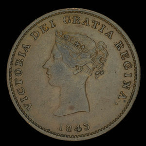 Canada, Province of New Brunswick, 1/2 penny : 1843