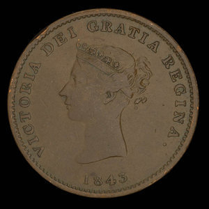 Canada, Province of New Brunswick, 1/2 penny : 1843