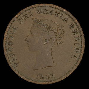 Canada, Province of New Brunswick, 1/2 penny : 1843