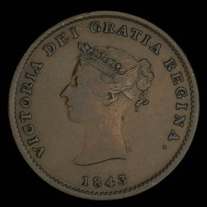 Canada, Province of New Brunswick, 1/2 penny : 1843