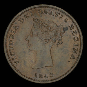 Canada, Province of New Brunswick, 1/2 penny : 1843