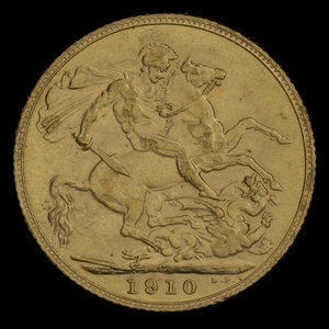 Canada, Edward VII, 1 sovereign : 1910